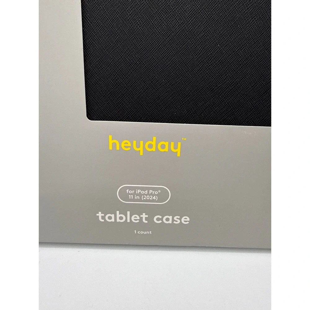 Heyday Tablet Case iPad Pro 11‎ in 2024 Black Faux Leather Tri-fold Stand